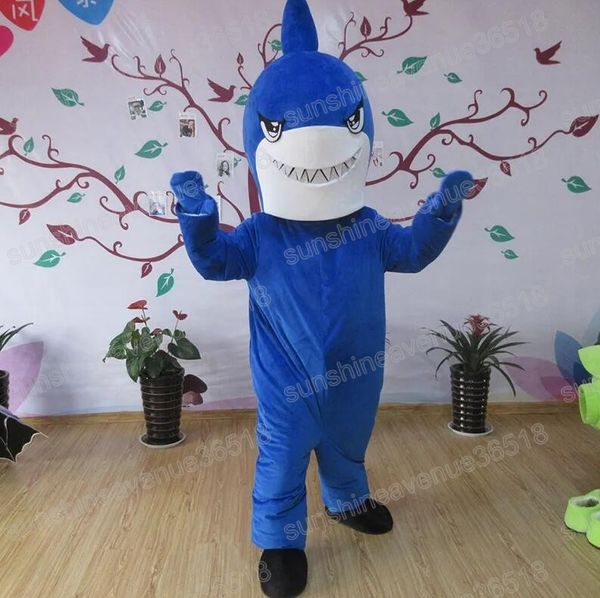 Halloween azul tubarão mascote traje de alta qualidade tema dos desenhos animados caráter carnaval unisex adultos tamanho natal festa de aniversário fantasia outfit