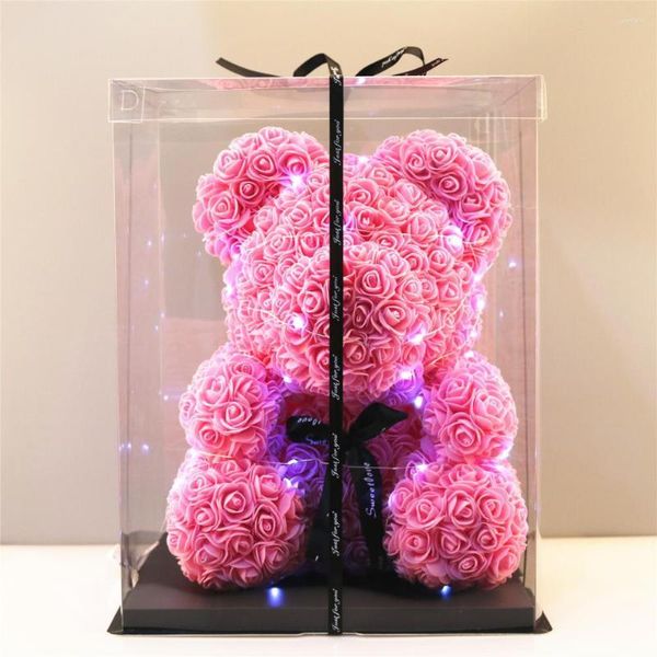 Fiori decorativi 38 cm GRANDE orsacchiotto di rosa PE artificiale per la ragazza amica San Valentino Matrimonio Regalo di Natale Decorazione della casa