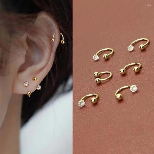 Brincos de garanhão 2 peças de cristal de aço inoxidável CZ Tragus Cartilagem Studs para mulheres meninas anel de nariz septo piercing joias corporais