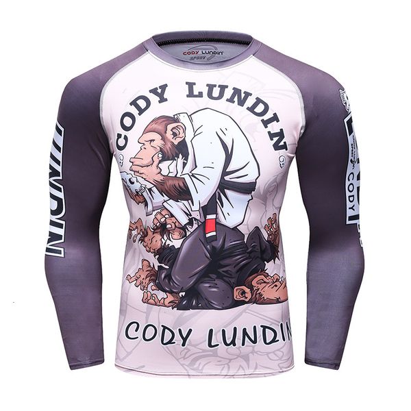 Men's TShirts Cody Lundin Monkey Print Sublimation Compression MMA Rash Guard Men Round Neck Running Fitness Casual Tshirt Workout Tight Tops 230918
