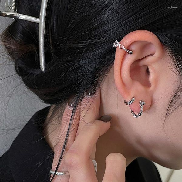 Brincos de garanhão moda estrela coração parafuso de volta para mulheres meninas doce bonito cartilagem orelha piercing jewerly