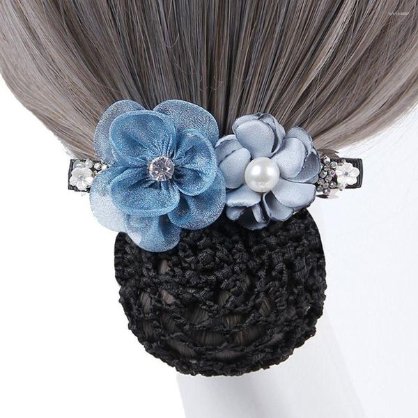 Grampos de cabelo malha flor parte de trás da cabeça presente para a mãe estilo coreano cocar feminino hairpin primavera clipe bun net snood