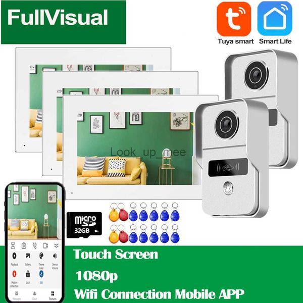 Doorbells Fullvisual WiFi Kablosuz Video Ev Akıllı Video Kapı Telefon Kapı Zili Kamerası 7 inç dokunmatik ekran monitörü+1080p panel HKD230918