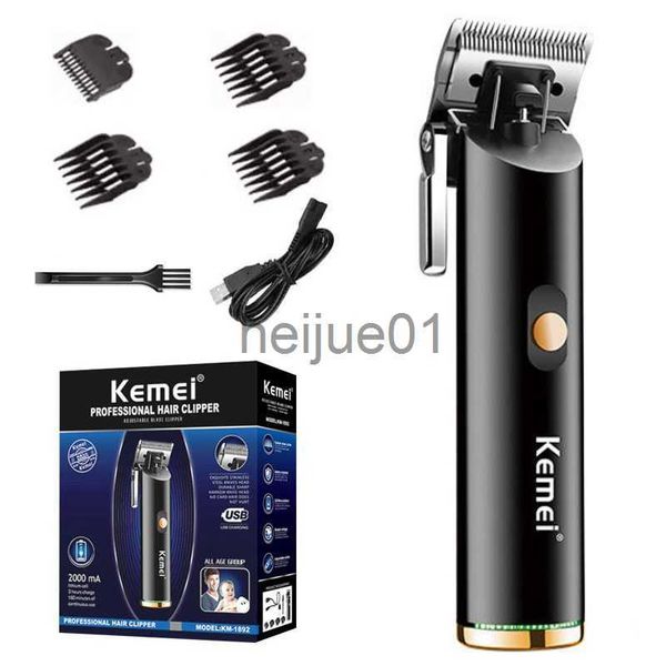 Barbeadores elétricos Kemei Metal Housing Hair Clipper Profissional Aparador de Cabelo para Homens Profissional Ajustável Máquina de Corte de Cabelo Recarregável X0918