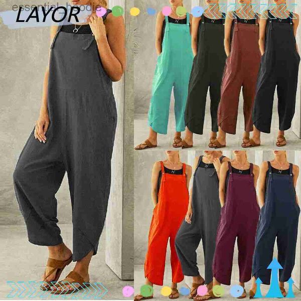 Damen Jumpsuits Strampler LAY Jumpsuit Casual Plus Size Overalls Hosen L230918