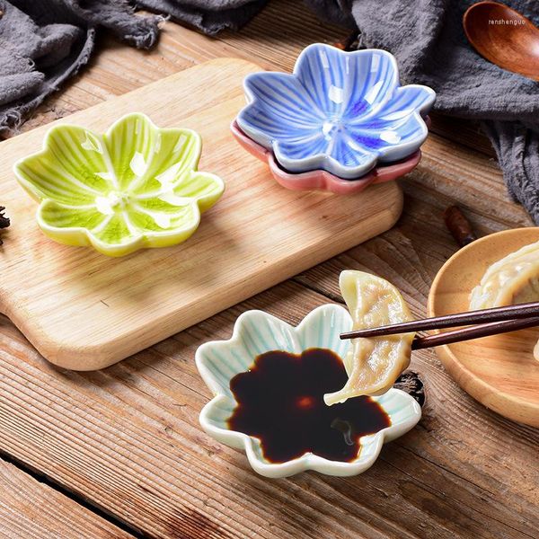 Plakalar 1pc Japon Seramik Plaka Retro Fırın Sır Barbekü Mini Daldırma Yemek Sashimi Sushi Soya Sos Yemekleri Ev Masaüstü Snack