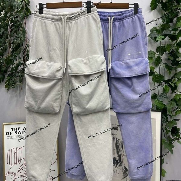 Versão alta Off marca calça casual branca outono e inverno nova bolsa voadora tridimensional leggings moda masculina e feminina calças de rua