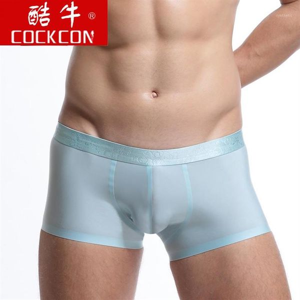 2017 cockcon sexy roupa interior masculina boxers de seda gelo u convexo bolsa shorts cueca boxer homme sem costura masculino calcinha1267d