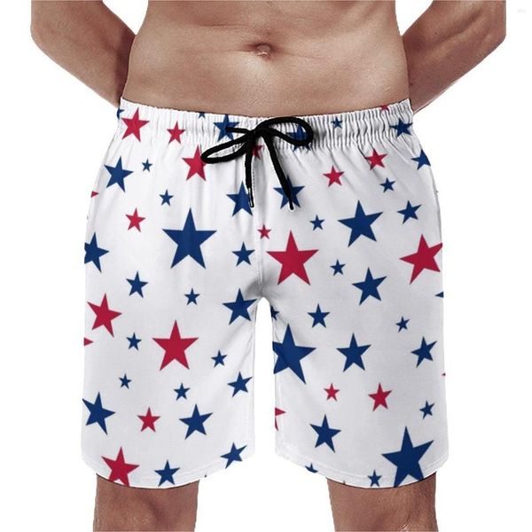 Shorts masculinos estrela impressão placa verão estrelas americanas 4 de julho havaí praia surf design confortável calções de banho