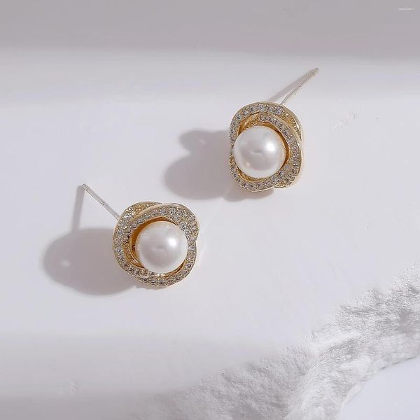 Brincos minimalistas imitação de pérola com agulha de prata s925 com zircônia de latão eco 14kouro joias para mulheres jacinto venda