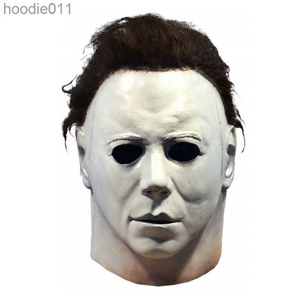 Acessórios de fantasia Máscaras de festa Halloween 1978 Michael Myers Máscara Horror Cosplay Traje Adereços de látex para adulto branco de alta qualidade 230721 L230918