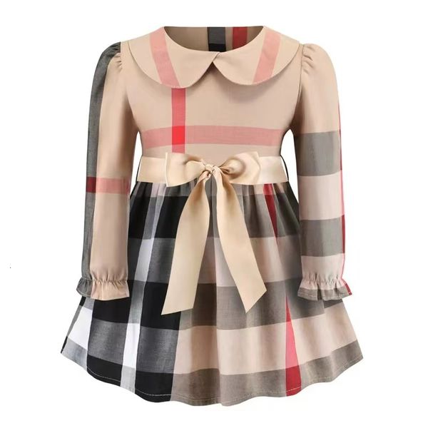 Abiti da battesimo Abito scozzese a maniche lunghe per ragazze di lusso Stile autunnale Couverture in cotone a righe per bambini per ragazze 230918