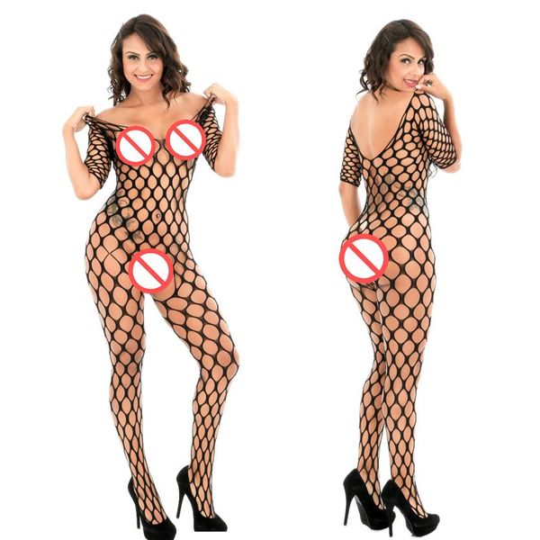 Collant Mujer Calzini sexy Donna Rete a rete Jambo Net Diamond Mesh Manica lunga Bodystocking Calze Lingerie erotica Body 243h