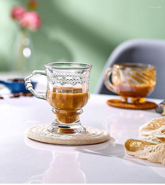 Copos de chá resistente ao calor copo de vidro grosso luxuoso estilo europeu xícara de café caneca de bebida saudável canecas