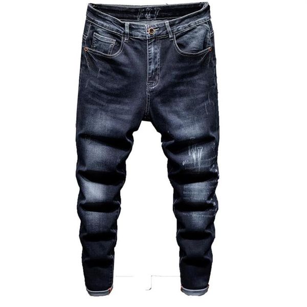 Jeans masculinos Voreloce Classic Trend Letter Imprimir calças de harém de jeans 2021 marca de primavera alongamento da moda juvenil cônica286v