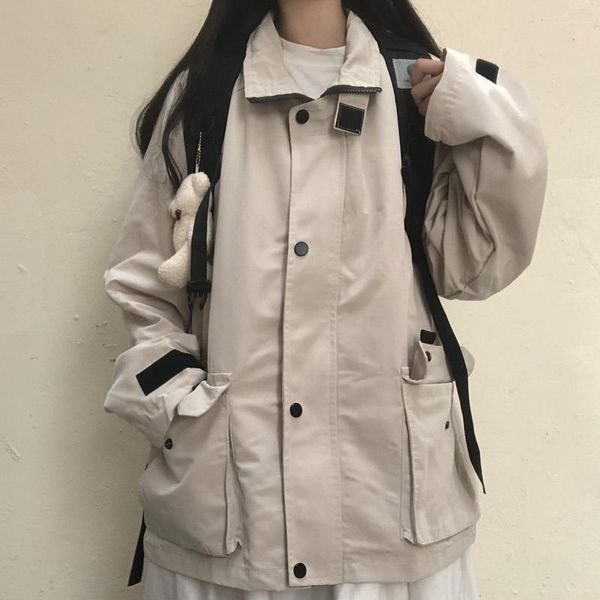 Giacche da donna Deeptown Preppy Giacca oversize da donna Harajuku Moda Vintage Casual coreano Streetwear Cerniera giacca a vento giapponese Y2k