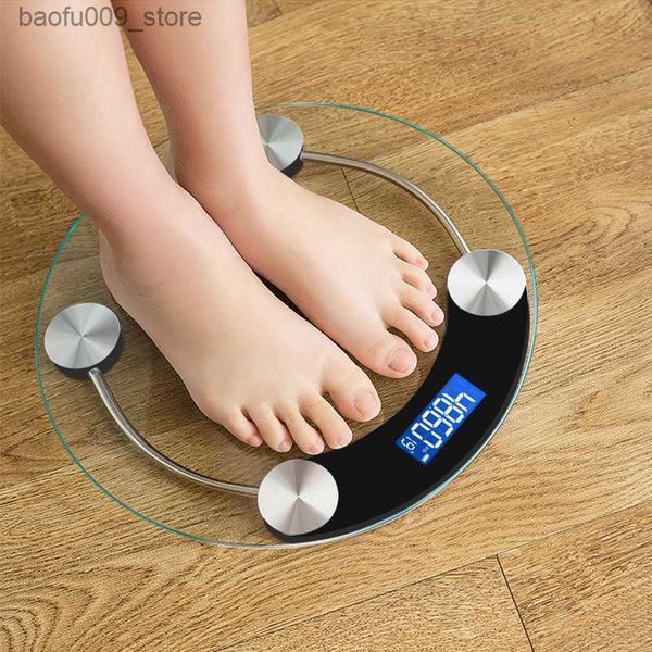 Весы для взвешивания тела 28см Прозрачные весы для ванной комнаты ЖК-электронные цифровые умные весы Баланс тела Весы для здоровья Напольные весы с батарейкой Q230918