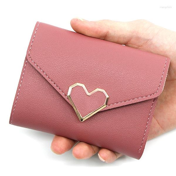 Brieftaschen Personalisierte Mode Damen Kurze Geldbörse Herzförmige Kartentasche Ärmel Geldbörse
