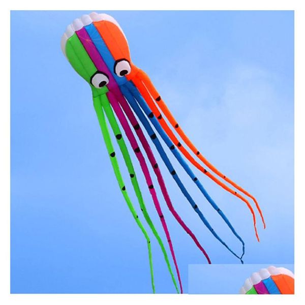 Конечные аксессуары на открытом воздухе Fun Sports Высококачественное 8 -метровое программное обеспечение Octopus Flying Toys мягкие безрамные кальмары подарки подарки Dh7j8
