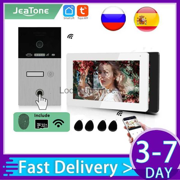 Campainhas Jeatone TUYA 7 WIFI IP Vídeo Porteiro para casa / nos apartamentos 1F / 2F / 3F proteção de segurança Campainha com impressão digital codificador RFIC HKD230918