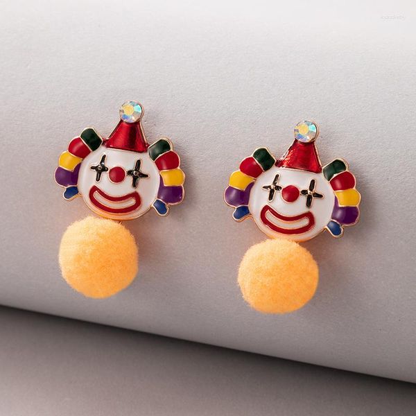 Orecchini pendenti Goccia divertente da clown per donne Ragazze Bella palla di pelo Accessori per gioielli di Natale in lega colorata in metallo 20727