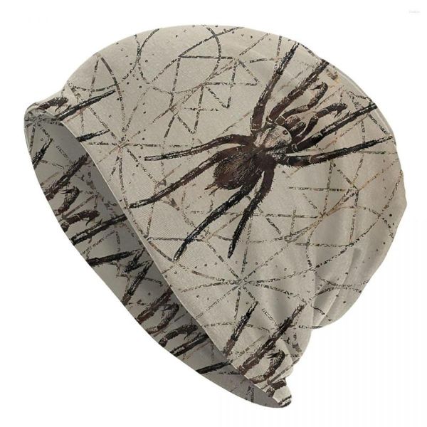 Baskenmützen Spinne Eurypelma auf Muster mit heiliger Geometrie Beanie Caps Altes Ägypten Digitale Kunst Skullies Beanies Ski Bonnet Homme Hüte