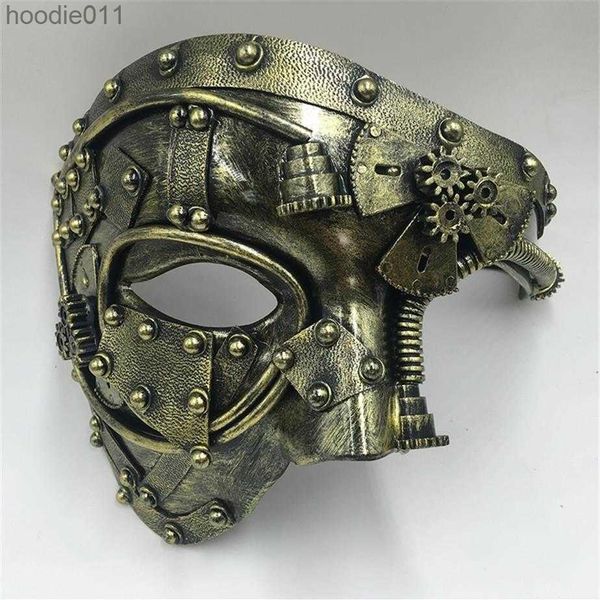 Kostüm Aksesuarları Steampunk Phantom Masquerade Cosplay Ball Half Yüz Erkekler Punk Kostüm Cadılar Bayramı Partisi Kostüm Sahne 200929248t L230918