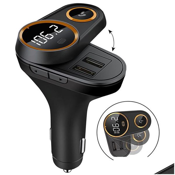 Kit de carro Bluetooth FM Mãos do transmissor chamando navegação de voz Charger suporta Micro SD TF Drop Delivery Automobiles MOT DHCYB