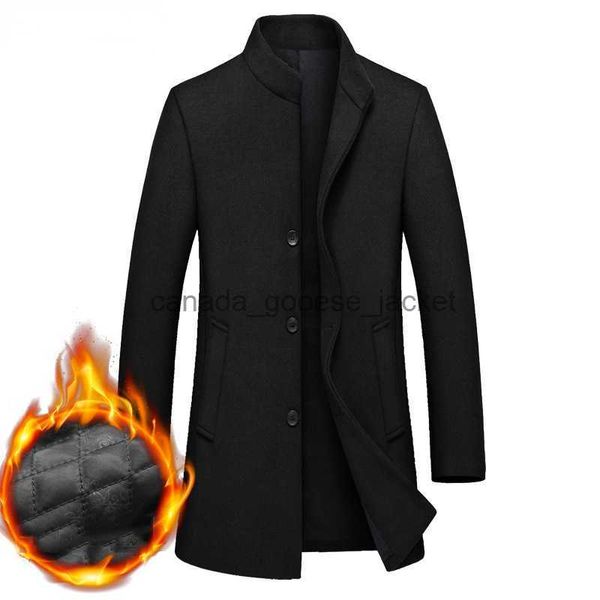 Damen-Wollmischungen, schwarzer langer Woll-Trenchcoat, männlicher Winter-gesteppter, gefütterter Kaschmirmantel, Herren-Slim-Fit-Woll-Peacoat-Mantel, Windjacke, L230918