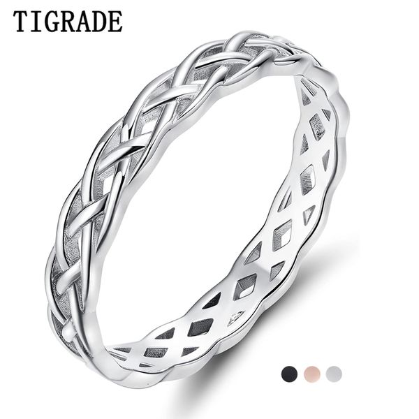 Anéis de casamento TIGRADE 925 Sterling Silver Ring Mulheres Celtic Knot Wedding Band Alto Polonês Clássico Empilhável Anéis Simples Venda 230918