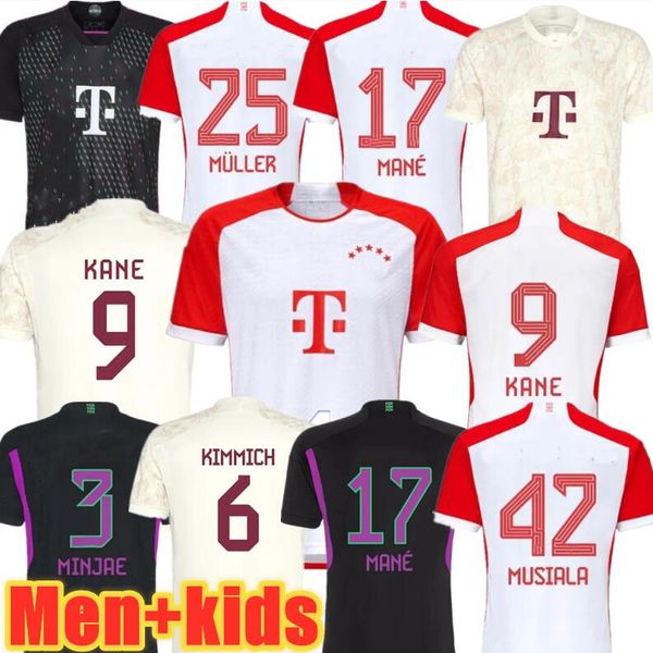 23 24 Maglia da calcio Bayern Monaco KANE 2023 2024 maglia da calcio SANE GORETZKA GNABRY camisa de futebol uomo bambini kit KIMMICH tifosi giocatore JOAO CANCELO