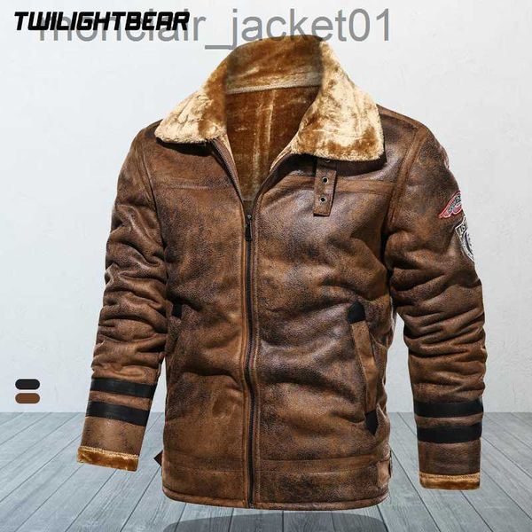 Männer Daunen Parkas Winter herren Jacke Pelz Leder Wildleder Mantel Männlichen Retro Verdicken Leder Bomber Jacke Männer Marke Biker jacke Mann AF819 J230918