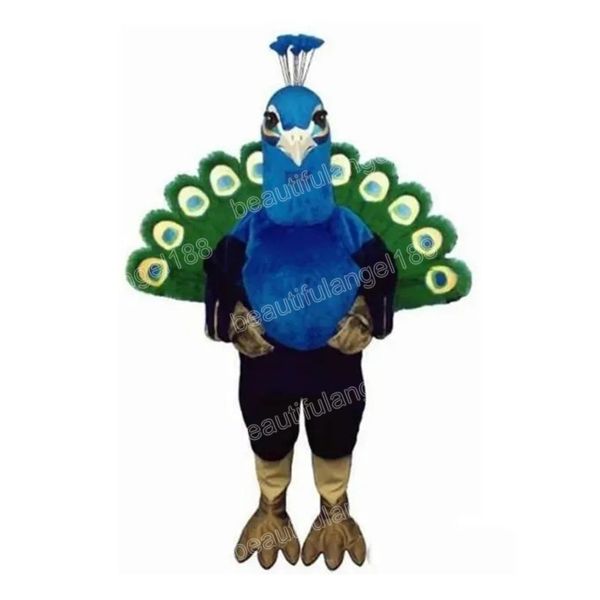 Costumi della mascotte del pavone blu di Halloween Costume da tema dei cartoni animati di alta qualità Costume da carnevale unisex per adulti Vestito da festa di Natale