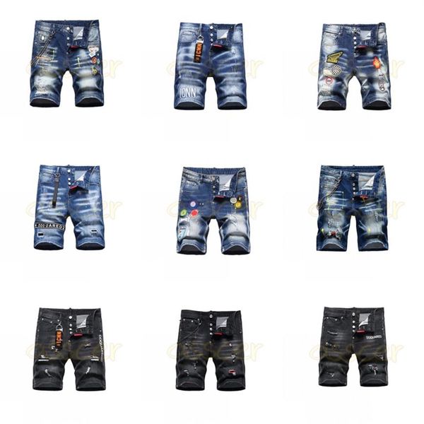 Lüks erkek rahat kot pantolonlar erkekler tasarım yırtılmış sıkıntılı denim bisikletçi şort erkek hip hop rock kısa pantolon249i