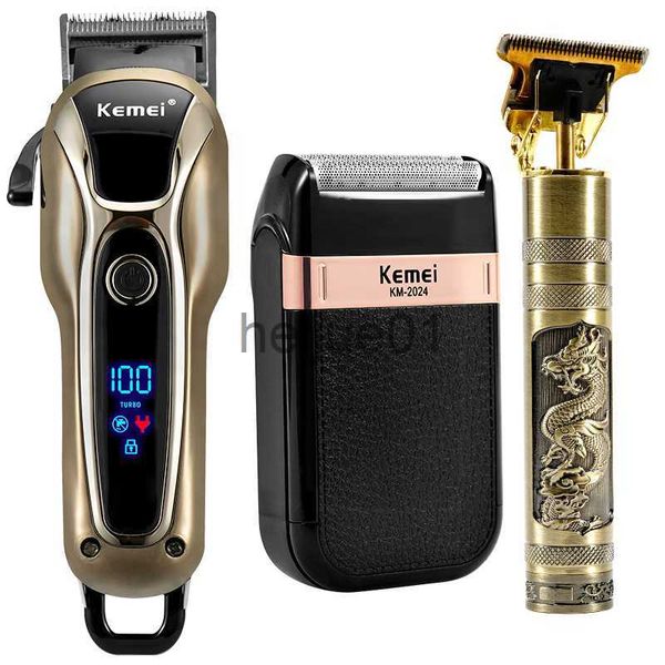 Rasoirs électriques Tondeuse à cheveux professionnelle de barbier rechargeable finition électrique machine de découpe tondeuse à barbe rasoir sans fil filaire x0918