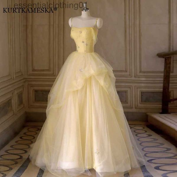 Grundlegende Freizeitkleider, luxuriöser Tüll, sexy Hosenträger, lange Abendkleider, Ballkleider für Frauen, Sommer, elegant, formal, Cocktail, Quinceanera-Party, Ballkleid, L230918