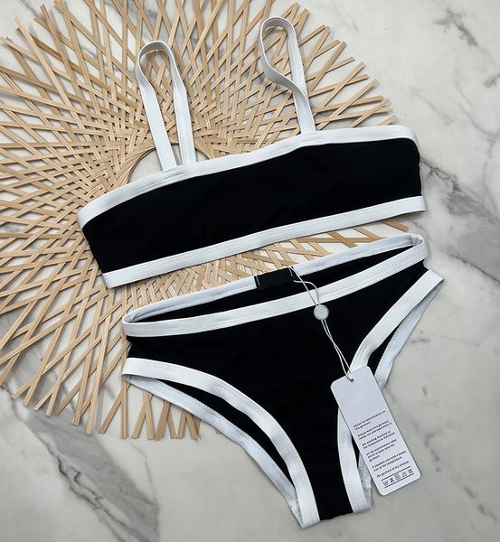 Bikinis feminino Conjunto de clássicos sexy trajes de banho designer ladrinhas maiô de banho preto na praia de praia de verão usa roupas de cintura alta feminino de banho de banho xl byquini 2024