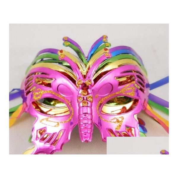 Maschere per feste Nuova maschera di Halloween Bambini Masquerade Ding colorato o modello Placcatura Farfalla Principessa Consegna a goccia Giardino di casa Festi Dh0Ih