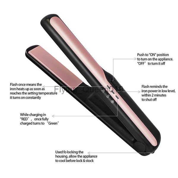 Saç Taşıyıcıları Düzenler USB Kablosuz Saç Düzleştirici Taşınabilir Mini Düz Demirsiz Düzleştirici Ütüler Seyahat Evi Saç Stil Araçları Kullanın HKD230918