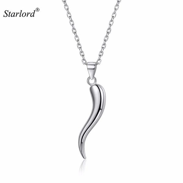 Collane con ciondolo Collana in corno italiano Argento sterling 925 18 Catena portacavi Cornicello Cornetto Amuleto Gioielli P13274B185w