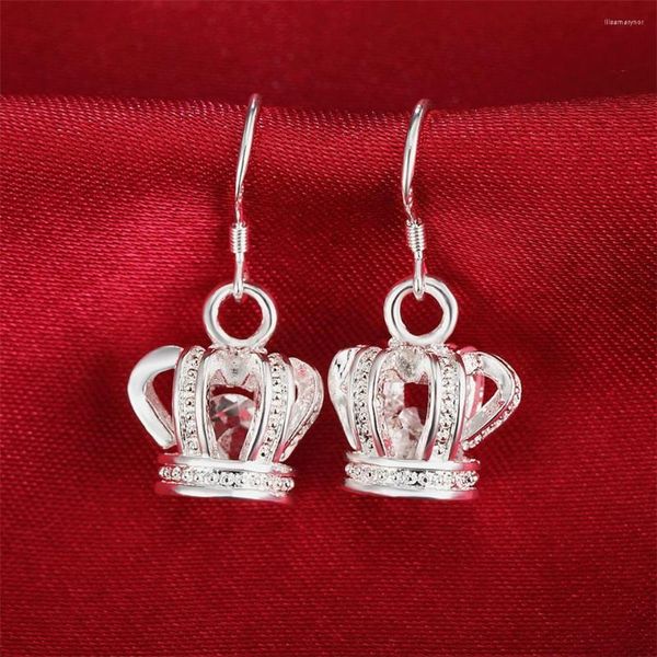 Baumelnde Ohrringe aus 925er-Sterlingsilber, Krone, Tropfenform, für Damen, Hochzeit, Verlobung, Party, modischer Charme, Schmuck, Geschenke