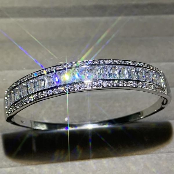 Rulelei scintillanti gioielli di lusso in argento sterling 925 con principessa topazio bianco diamante CZ pietre preziose braccialetto da donna nuziale256R