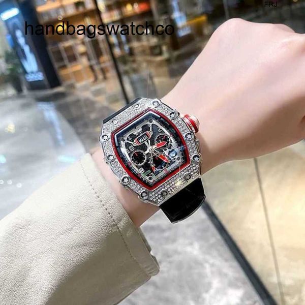 Richarmilles Relógio Mecânico Relógios Premium Diamante Incrustado Mens Stanson Tritium Full Ultra Sparkle Shaped Womens e Miller frj