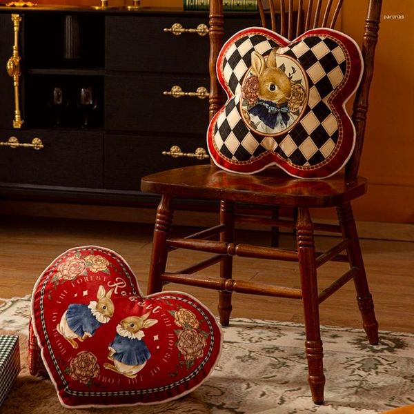 Подушка в клетку «Радостное сердце», шикарная бархатная мягкая подушка для дивана, офисного отдыха, подарок для стула, декор для постельного белья