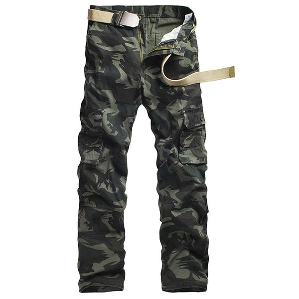 Pantaloni mimetici da uomo Pantaloni cargo Pantaloni sportivi da esterno in felpa casual Primavera Autunno Abbigliamento Plus Size Verde militare Alta qualità Bran236P