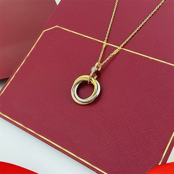 3 Ringe Trinity Halskette Liebeshalsketten Luxusschmuck Frau 18 Karat Roségold Silber Herz Halskette Hip Hot Jewelrys für Hochzeitsgeschenke kostenloser Versand