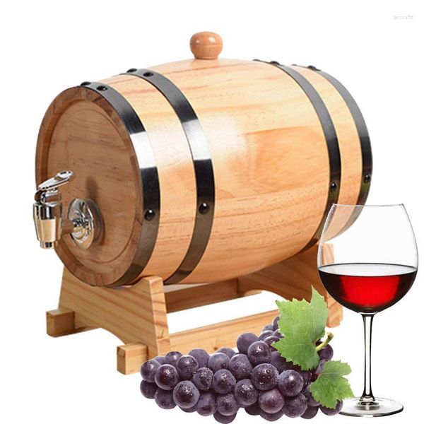 Distributore di bevande in botte di legno Botti di invecchiamento in pino Secchio di stoccaggio vintage per vino in legno Produzione domesticaSupply