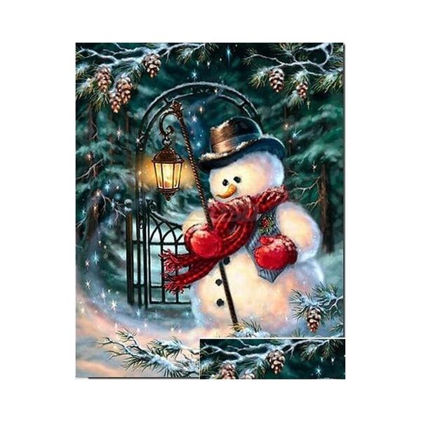 Disegno Pittura Forniture Babbo Natale Albero di Natale Diamante Ricamo Cucito fai da te Fl Punto croce 5D Strass Mosaico Capodanno Goccia Dhse9