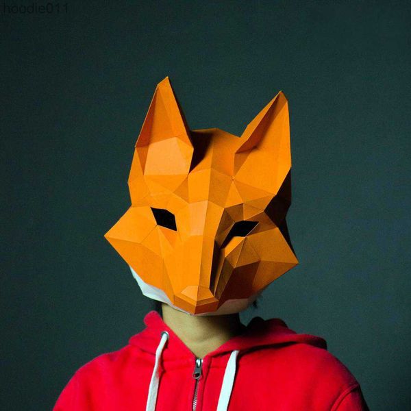 Аксессуары для костюмов Маски для вечеринок Косплей Маска 3D Papercraft Бумага для взрослых Maskking Носимая Хэллоуинская маска ужасов Visage Костюм женщины DIY Toys 230601 L230918