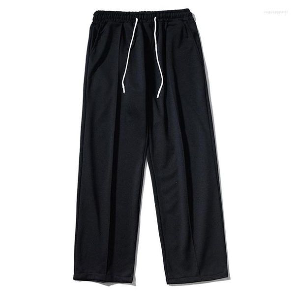 Calças masculinas Vintage Sólido Sweatpant Homens Mulheres Perna Larga Algodão Corredores Retos Masculino Sportswear Malha Calças Casuais Acolchoadas Roupas Primavera